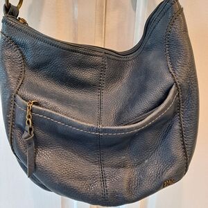 The Sak Iris Navy Pebbled Leather Slouchy Hobo Shoulder Bag